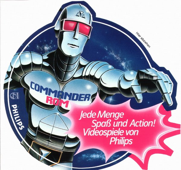 Philips Videopac G-7000 "Commander ROM Jede Menge Spass und Action..." Sticker