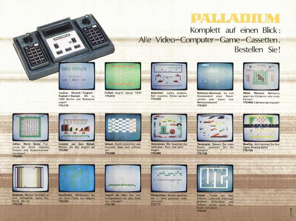 Palladium Video Computer Game Catalog