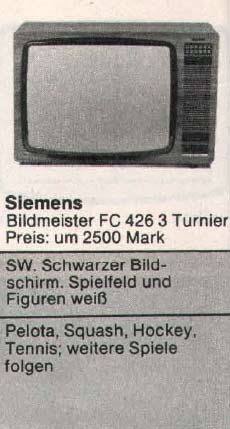 Siemens Bildmeister FC 426 3 Turnier (mit eingebautem Pong System)