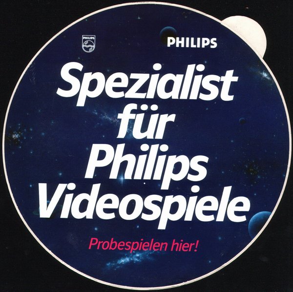Philips Videopac "Spezialist fr Philips Videospiele - Probespielen hier!" Aufkleber