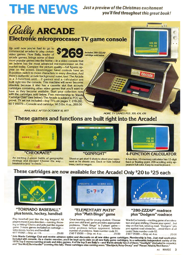 Bally Arcade "Electronic Microprocessor TV Game Console" (Montgomery Ward) Ad [RN:5-3] [YR:77] [MC:US]