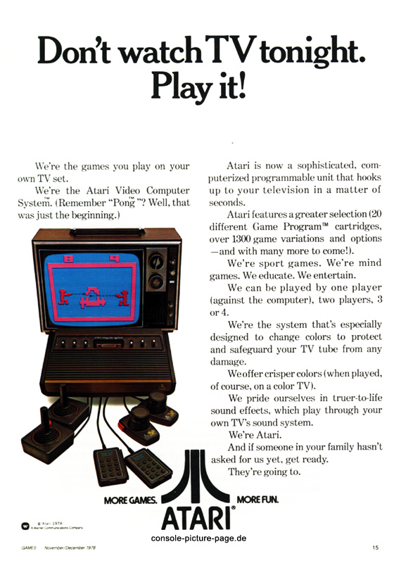 Atari VCS-2600 "Don't Watch TV tonight - Play It!" Ad