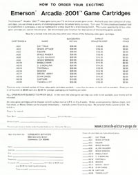 Emerson Arcadia 2001 Distributer Price List