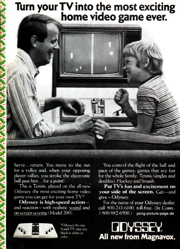 Magnavox Odyssey 200 Pong "Turn Your TV In The Most Exciting Home Video Game Ever" Werbung