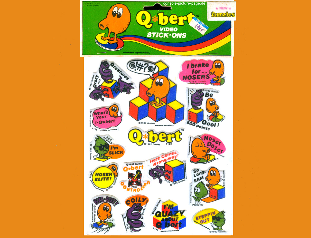Diamond Toymakers Q*bert Video Stick-Ons (1) "Fuzzies" Stickers (Q-bert, Qbert)