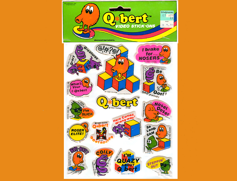 Diamond Toymakers Q*bert Video Stick-Ons (2) Stickers (Q-bert, Qbert)