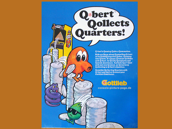 Gottlieb "Q*bert Qollects Quarters" Arcade Coin Operated AD (Q-bert, Qbert) [RN:5-3] [YR:83][MC:US]