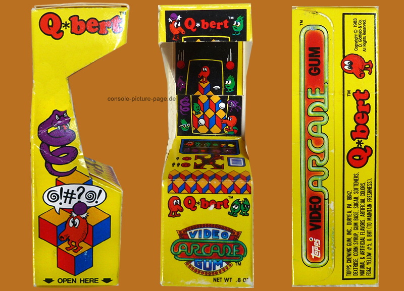 Topps Q*bert Video Arcade Gum Box (Q-bert, Qbert) [RN:6-3] [YR:83][SC:US][MC:US]